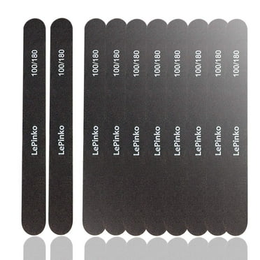 10PCS Double Sided 100/180 Grit Nail File Set, Washable Emery Board Nail Buffer Files for Home Salon Use, Professional Manicure Pedicure Tool for Acrylic False Nails and Gel Cosmetic