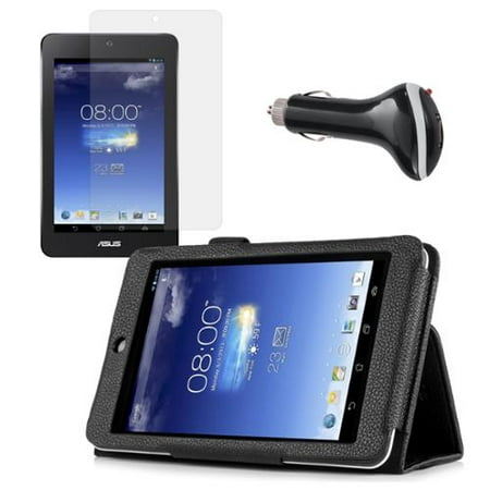 Memo Case - Black Folio Case with Screen Protector and Car Charger for ASUS MeMO Pad HD 7
