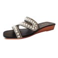 thumbnail image 2 of IUJSOY Mules Low Wedges for Women Square Open Toe Casual Slides Pearl Strappy Dress Pumps Shoes, 2 of 9