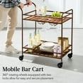thumbnail image 6 of Best Choice Products 2-Tier Rolling Bar Cart Indoor/Outdoor w/ Storage Shelves, Wine Rack, Lockable Wheels - Brown, 6 of 9