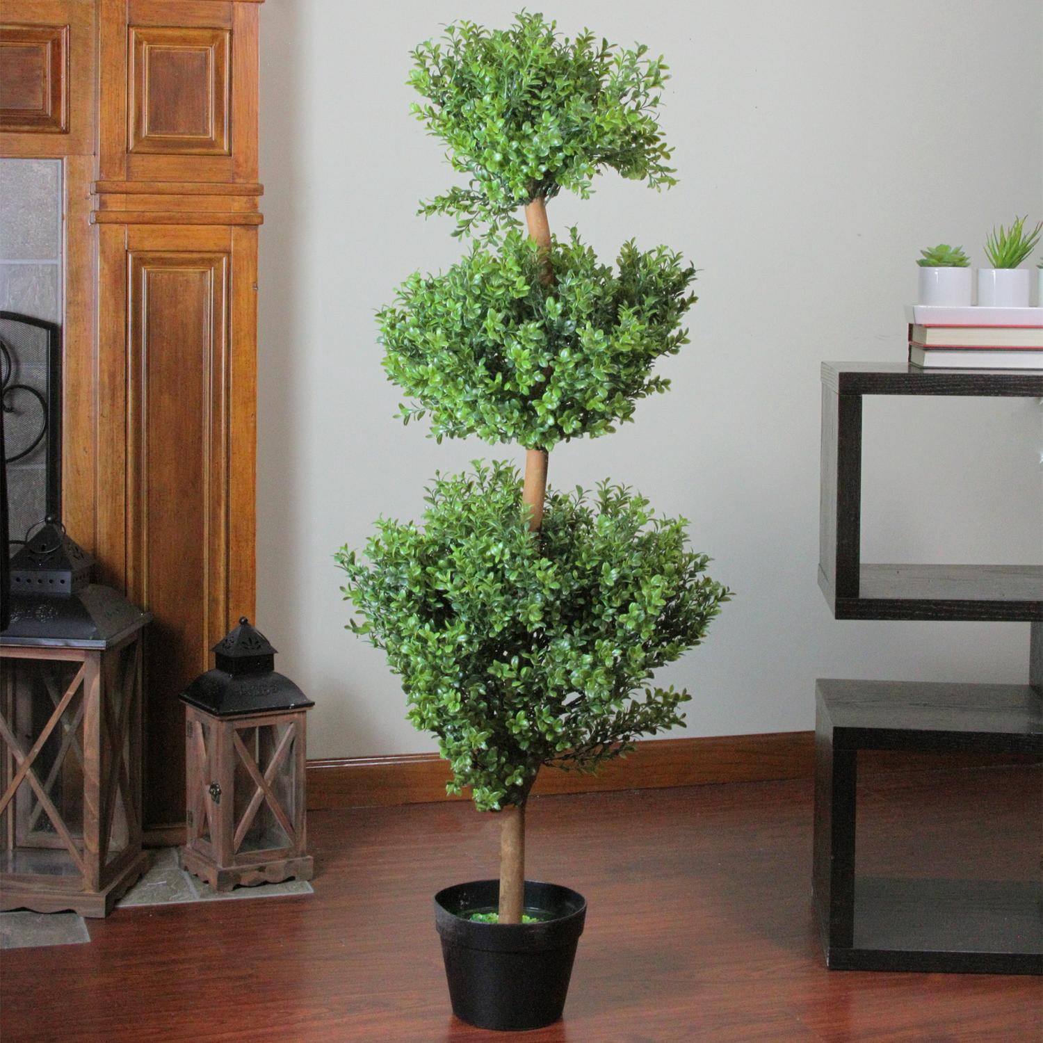 46.5" Potted Two-Tone Artificial Murraya Triple Ball Topiary Tree