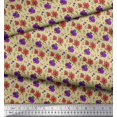 thumbnail image 3 of Soimoi Beige Cotton Jersey Fabric Ranunculus & Chrysanthemum Floral Printed Craft Fabric by the Yard 58 Inch Wide, 3 of 3