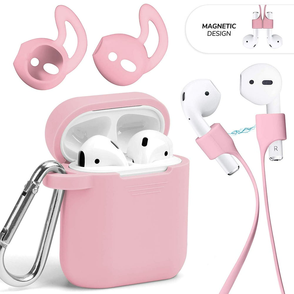 Airpods Case with AntiLost Accessories Kit Set, GMYLE Silicone Earbuds Cover, Strap