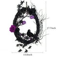 thumbnail image 6 of Halloween Lighted Wreath, Pre-lit Black Wreaths with Rose and Feathered Crow Light Up 20 LED Purple Lights, Natural Vines with Artificial Leaves, Front Door Wall Halloween Decorations, 6 of 6