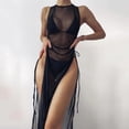 thumbnail image 2 of TOWED22 Cover Ups for Swimwear Women Women Bikini Draped Front Drawstring Knot Mesh Cover up Without Swimsuit Coverup for Women,Black, 2 of 5