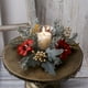 thumbnail image 5 of Corona de Velas Navideñas Artificiales - Guirnalda de Tela de Seda con Hojas para Decoración de Centro de Mesa, Verde/Gris, 9,8 X 3,5 Pulgadas, 5 of 6