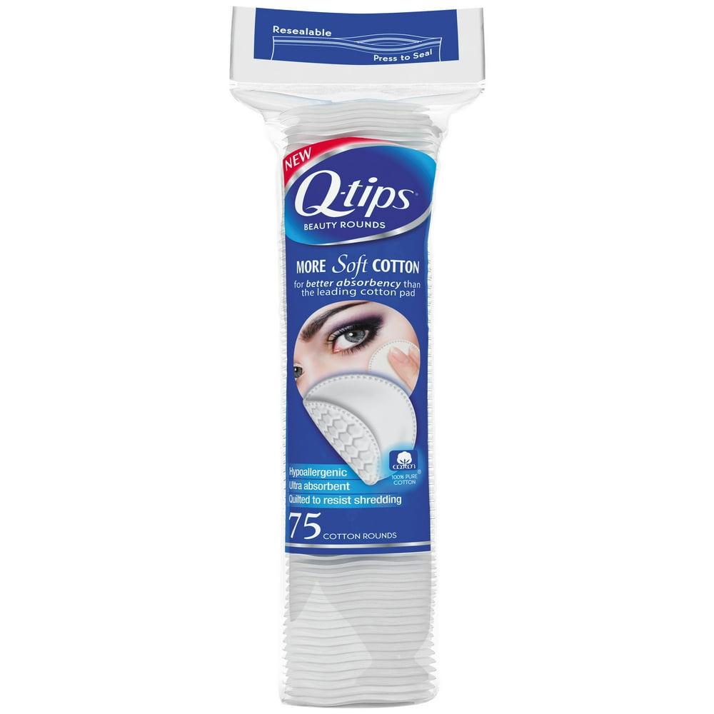 Qtips Beauty Cotton Rounds, 75 ct