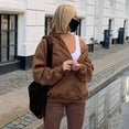thumbnail image 5 of LYXSSBYX Fall Jackets for Women Hot Sale Clearance Women's Casual Block Fuzzy Zipper Pockets Winter Oversized Outwear Long Coat, 5 of 9
