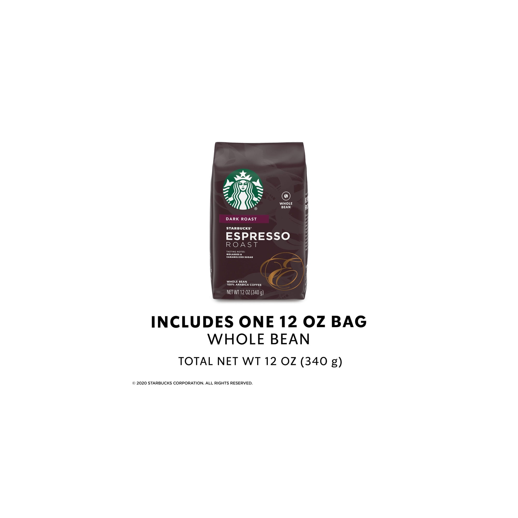 Starbucks Espresso Roast Dark Roast Whole Bean Coffee 12 oz (Pack of 4)