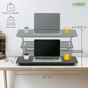 Adjustable Standing Desk Converter – Tall Sit to Stand Desk Riser with Independent Keyboard Platform and 21.5 Max Height for Laptops or Monitors