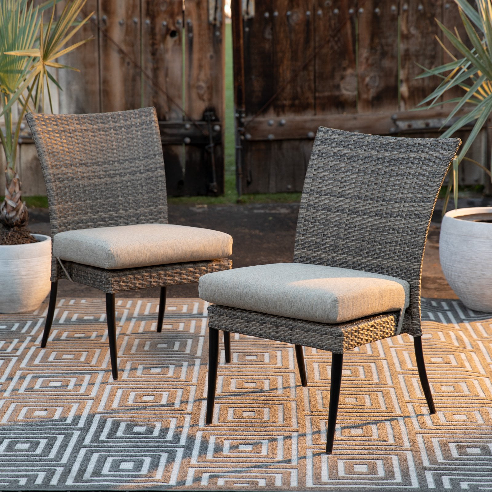 Belham Living Lucca Steel Woven Side Armless Outdoor Dining Chair Belham Living Lucca Steel Woven Side