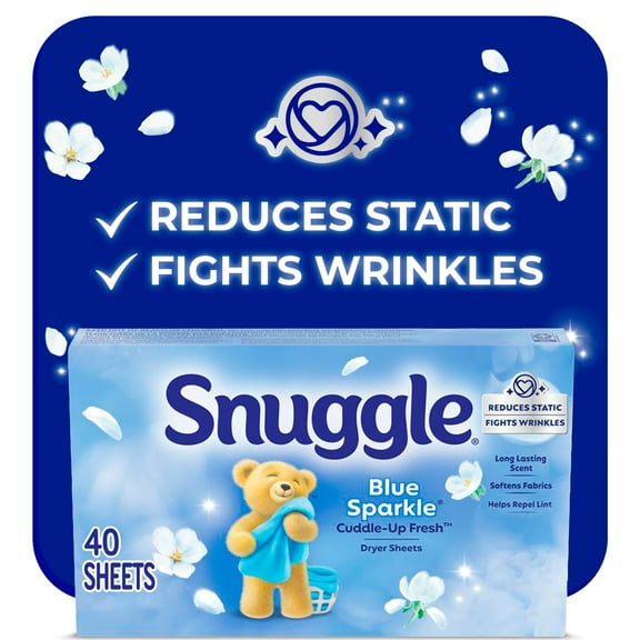 Snuggle Fabric Softener Dryer Sheets, Blue Sparkle, 40 Count