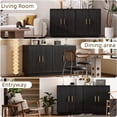 thumbnail image 2 of LegaHome 55''W Sideboard, Large Buffet Cabinet Wood Fluted Credenza with Adjustable Shelves, Sideboards and Buffets for Dining Room, Black, 2 of 10