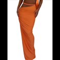 thumbnail image 2 of Conjunto de 2 Piezas para Mujer, Sexy, , de Verano, con Top Fruncido y Espalda Descubierta, y Falda con Aberturas, Vestido de Noche. Color Naranja L, 2 of 7