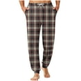 thumbnail image 2 of Yusimy Men's Checkered Jogger Pajama Pants - Elastic Waist with Drawstring, Pocket, Cuffed Ankle, Soft Fabric, Sleek Casual Loungewear for Home, 2 of 5