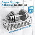thumbnail image 3 of Shower Caddy 5 Pack, Adhesive Shower Organizer for Bathroom & Kitchen, No Drilling, Large Capacity, Rustproof SUS304 Stainless Steel Bathroom Organizer, Bathroom Accessories, Silver, 3 of 7