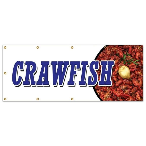 48"x120" CRAWFISH BANNER SIGN boil dinner lunch corn cajun new orleans buggers