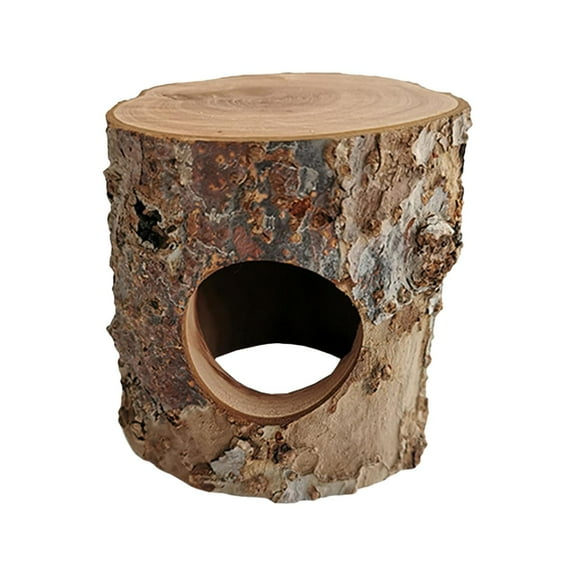 FashionCha Small Animal Hideout Cage Accessories Wood Tree Holes Tube Wooden Hamster Tunnel