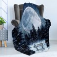 thumbnail image 4 of Winter Soft Flannel Fleece Throw Blanket, Dreamy Cold Night a Big Full Moon and Bench Park Stars in the Darkness, Cozy Plush for Indoor and Outdoor Use, 50" x 70", Blue White, by Ambesonne, 4 of 5