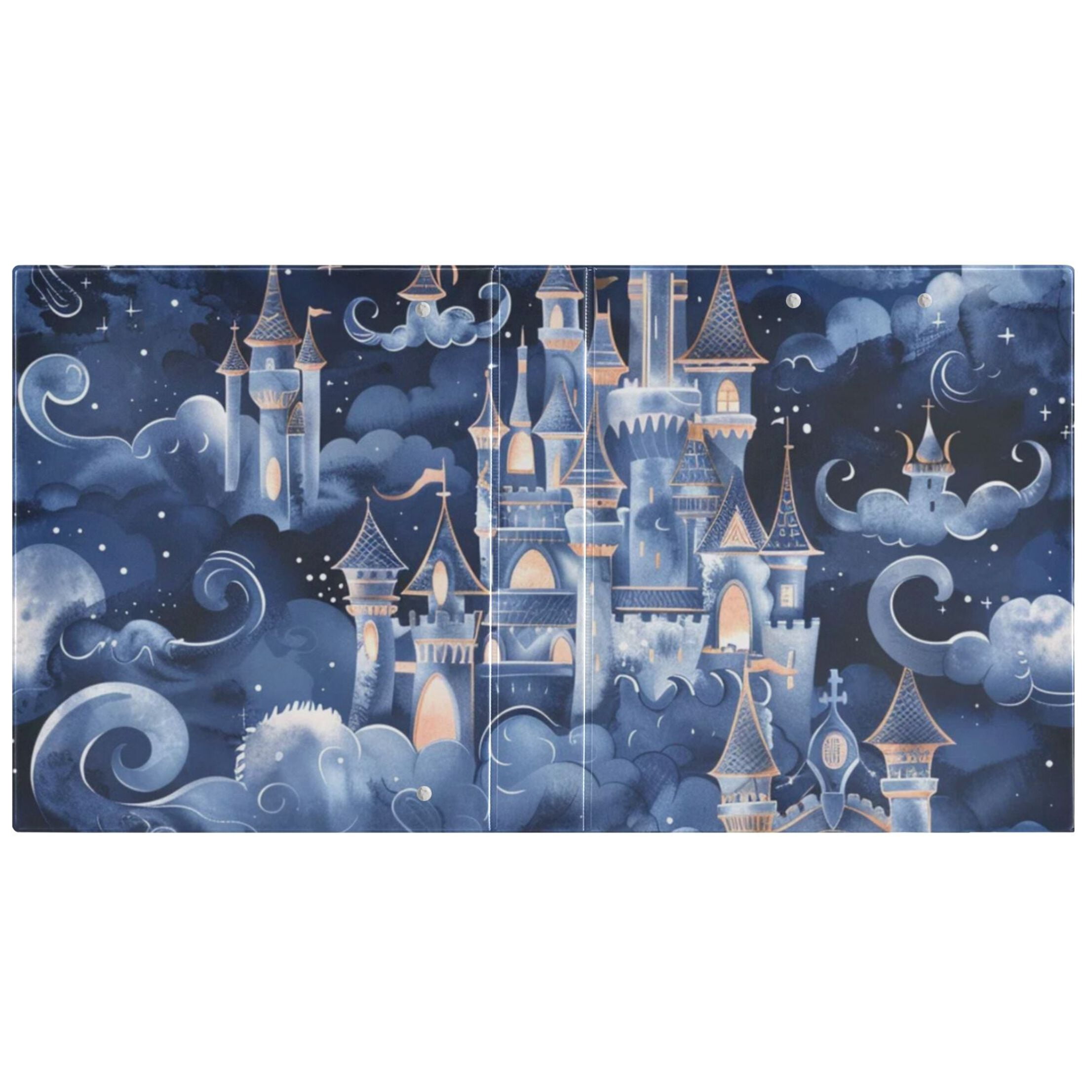 Fairy Castle 3 Ring Binders 1.5 inch Hardcover File Folders with Interior Pockets A4 Size Organizer for School Office Hospital