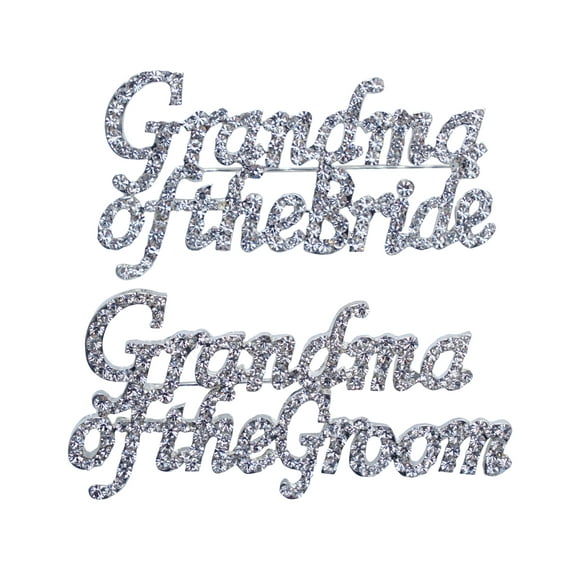 Grandma of the Bride and Groom Brooch Set Crystal Bridal Jewelry Gift, Elegant Dress or Bouquet Accessories