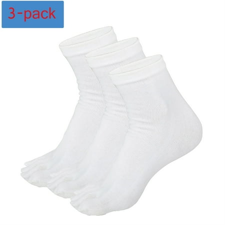 

3 Pack Mens Toe Socks Cotton Athletic Running Ankle Five Finger Socks