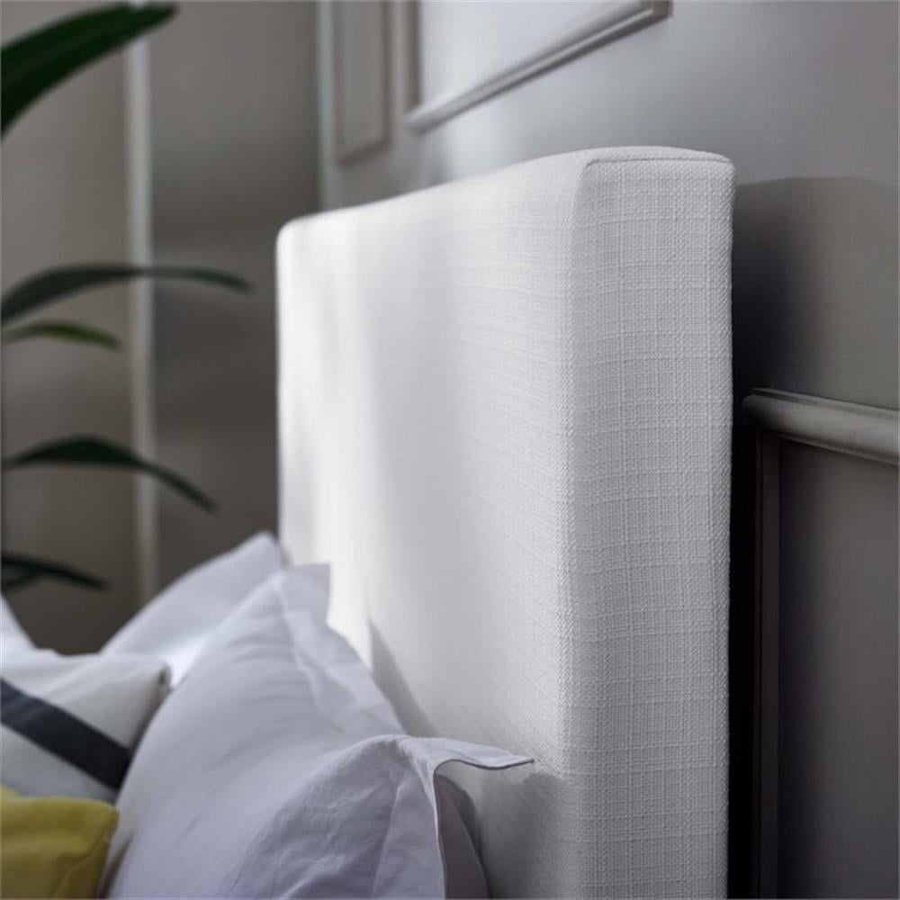 Maklaine Full/Queen Upholstered Linen Fabric Headboard in White