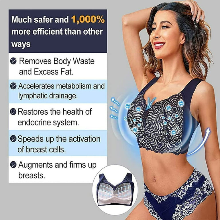 Pretty health Lymphvity Detoxification and Shaping & Powerful Lifting Bra,  Lifting Breast, Lift Health Lifting Bra, Lace Wireless Bra Plus Size for  Women (40/90D,XL) 