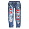 thumbnail image 5 of WILLBEST Womens Pants Women's Christmas Snowflake Print Distressed Mid Rise Straight Leg Jeans Relaxed Fit Cargo Pants, 5 of 5