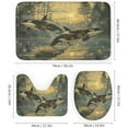thumbnail image 3 of 4Pcs Moon Orcas Shower Curtain Set with Toilet Lid Cover U-Shaped Mat and Non-Slip Rugs, Retro Night Star Forest Whale Shower Curtain Bathroom Decor Set, 72" x 72", 3 of 8
