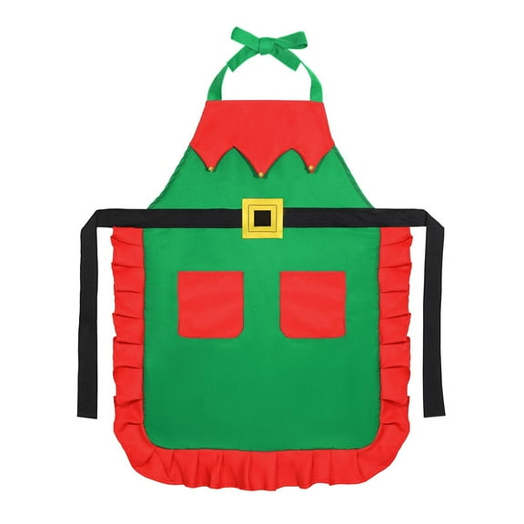 HJQEQVD Christmas Apron Adjustable Kitchen Cooking Aprons BBQ Bib Funny Chef Apron for Women Xmas Elf Apron for Christmas Party for Teens and Adults
