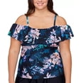 thumbnail image 2 of Island Escape Women's Plus La Flor Floral Print Underwire Tankini Top Swimsuit Black Size 22W, 2 of 4