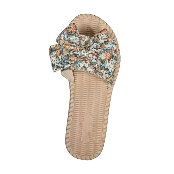 Amzcrzy Zapatos de mujer,Zapatos de mujer,Zapatillas de mujer, Pantuflas de tela con capucha y lazo floral para mujer, sandalias planas, chanclas con suela Sandalias Mujer Zapatillas De Casa