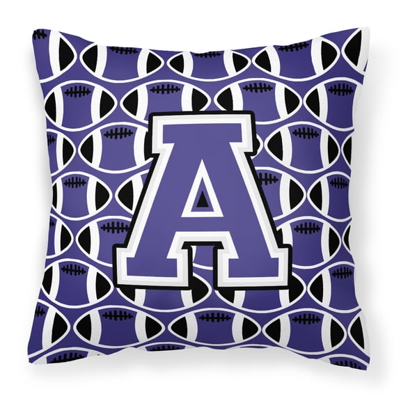 Carolines Treasures CJ1068-APW1414 Letter A Football Purple & White Fabric Decorative Pillow