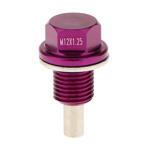 Tapón de drenaje de aceite de motor magnético anodizado M12X1.25 para morado Púrpura kusrkot Tapón de drenaje de aceite magnético