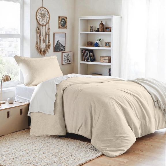Regency Heights Twin/Twin-XL Comforter Sets, Reversible 2 Piece Extra Soft Dorm Bedding Set, Chambray Print Neutral Comforter Bed Set with Pillow Shams