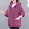 thumbnail image 2 of Manteau Grande Taille Mode Décontractée pour Femmes Automne Hiver Couleur Unie Cardigan à Capuche Fermeture Éclair Chaud Confortable, 2 of 8