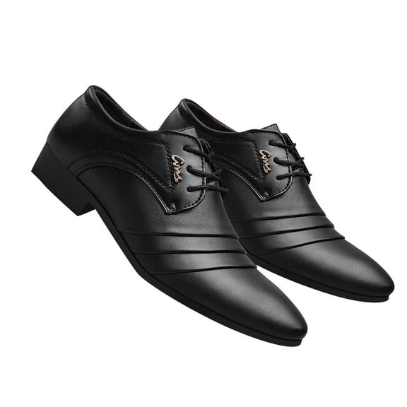 Tawop Dress Shoes Men Faux Leather Casual Dress Shoes Business Pointy Toe Black Size:5.5