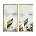 thumbnail image 2 of Designart "Vibrant Yellow Canoe on a Tranquil Lake I" Coastal Boat Framed Wall Art Set Of 2 - Yellow Coastal Frame Gallery Set For Office Decor, 2 of 7