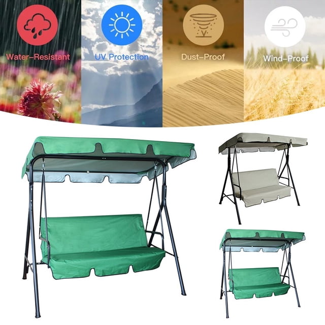 Swing Cover 210D Oxford Waterproof Swing Replacement Cover UV / Rain Replacement Swing Roof with Seat Cover Replacement Outdoor Swing Cover (Not Including Chair)