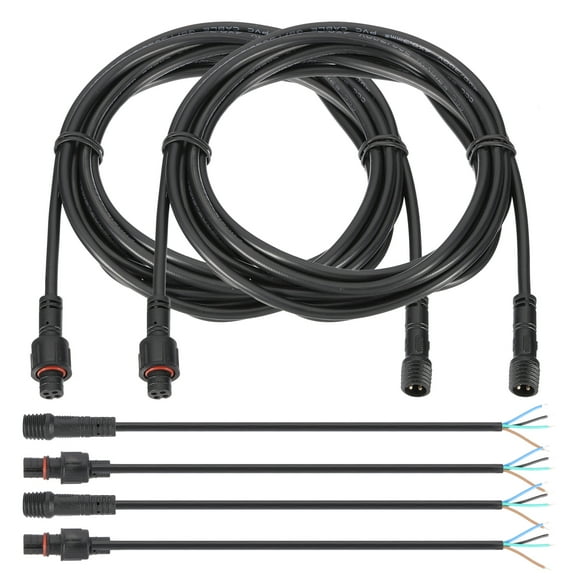 Uxcell 2 Set 9.84Ft 22AWG IP67 4 Pin Extension Cable Wire with 7.87" Male Female Connector kit