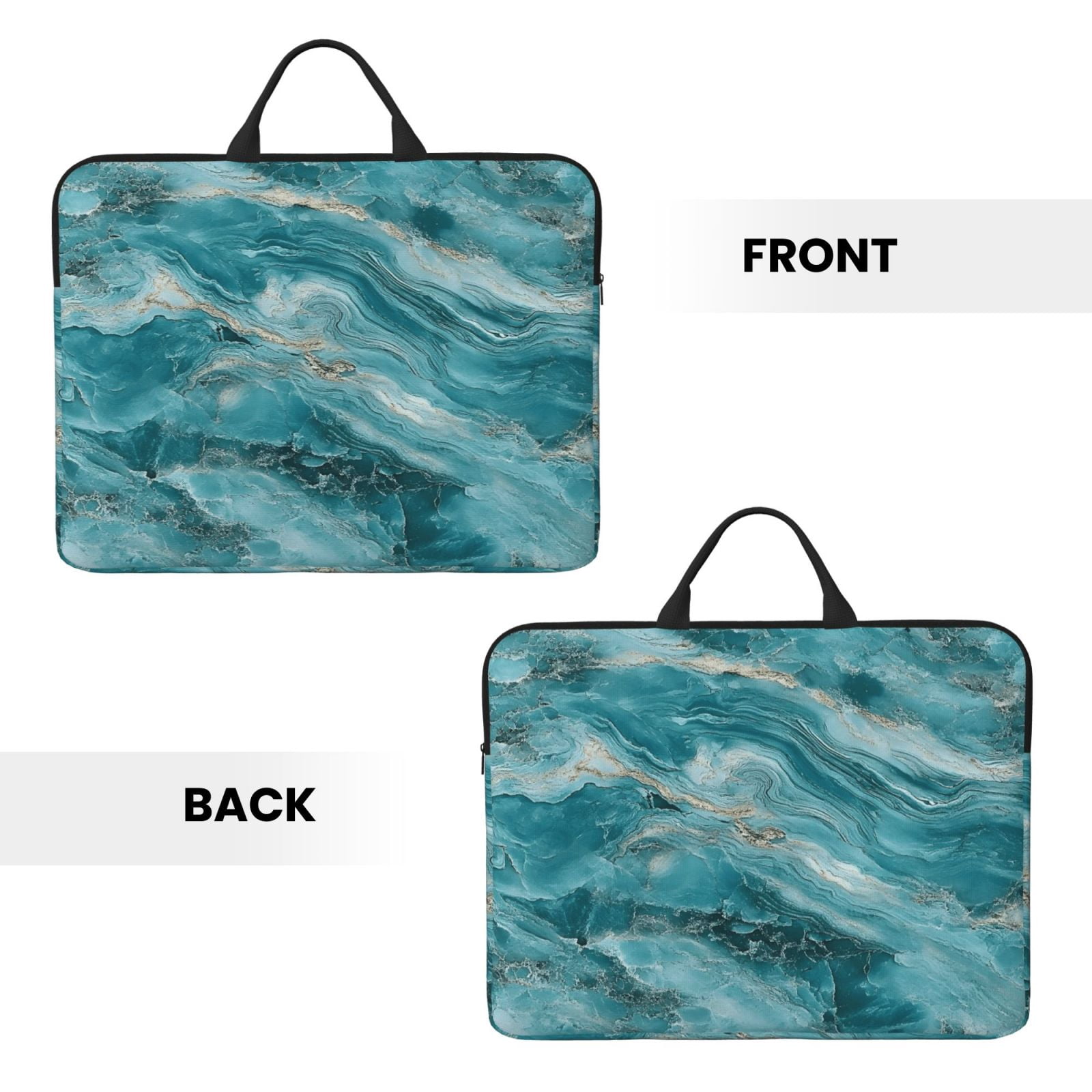 Laptop Sleeve Bag For Women Men 14inch Waterproof Durable Protective Computer Carrying Cover Handle Laptop Case Bag Teal Marble_2