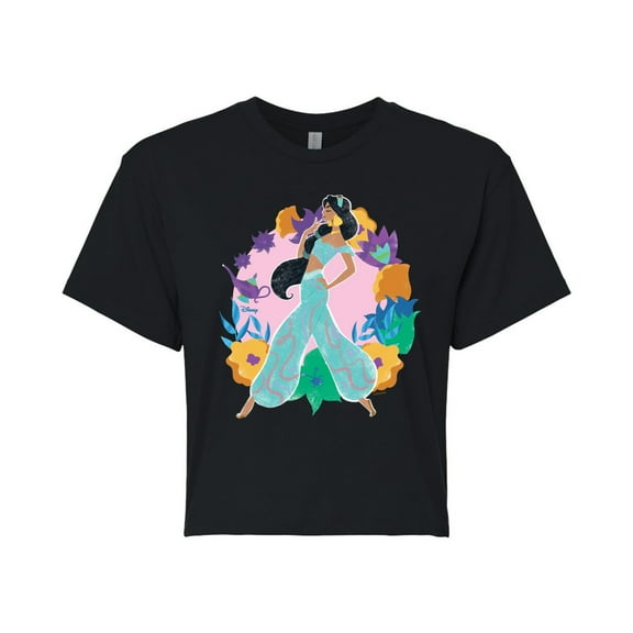 Disney Princess - Jasmine And Florals - Junior's Cropped T-Shirt