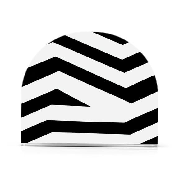 Black and White Stripes Thick U Shape Acrylic Napkin Holder Non Slip Space Saving for Kitchen