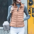 thumbnail image 4 of NSLGXD Fall Jacket Vests Women Winter Warm Sleeveless Puffer Jackets Casual Lightweight Quilted Cropped Jacket Coat Stand Collar Packable Jacket Vest, 4 of 4