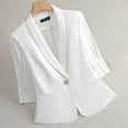 thumbnail image 2 of Womens Fitted Blazer Suit Jackets with Pockets 3/4 Sleeve Notch Laple Collar One Button Business Casual Outfits (XL, White-B), 2 of 4