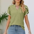 thumbnail image 2 of HAPIMO Women's Loose Pullover Dressy Tunic Clearance Solid Color Trendy Summer Tees Petal Sleeve Tassels V Neck Shirts for Teen Girls Elegant Casual Workout Tops Green M, 2 of 5