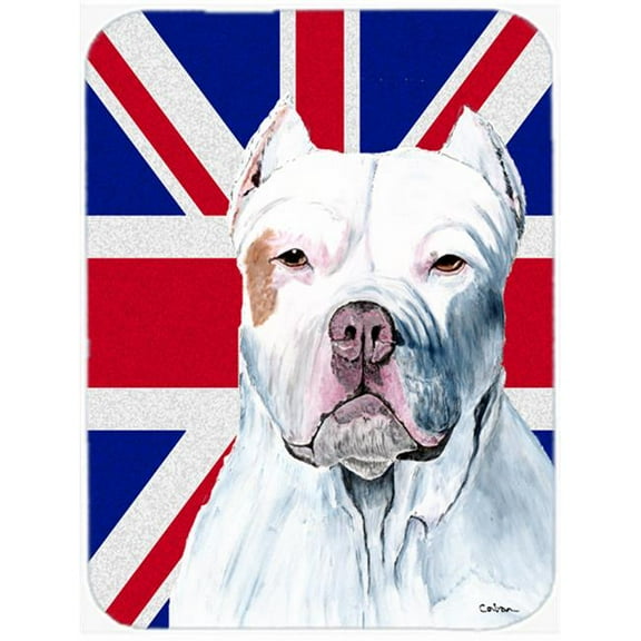 7.75 x 9.25 In. Pit Bull With English Union Jack British Flag Mouse Pad, Hot Pad Or Trivet
