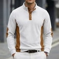 thumbnail image 1 of Ceisia Men's Loose Fit Long Sleeve Henley Shirts with Color Block Patchwork, Stretch Cotton Blend Stand Collar Casual Tops Gifts, 1 of 6