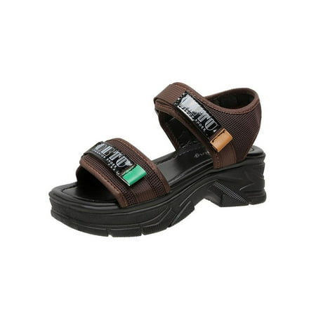 

Rotosw Womens Platform Sandals Beach Shoes Summer Sandal Women Ladies Comfort Ankle Strap Brown 5